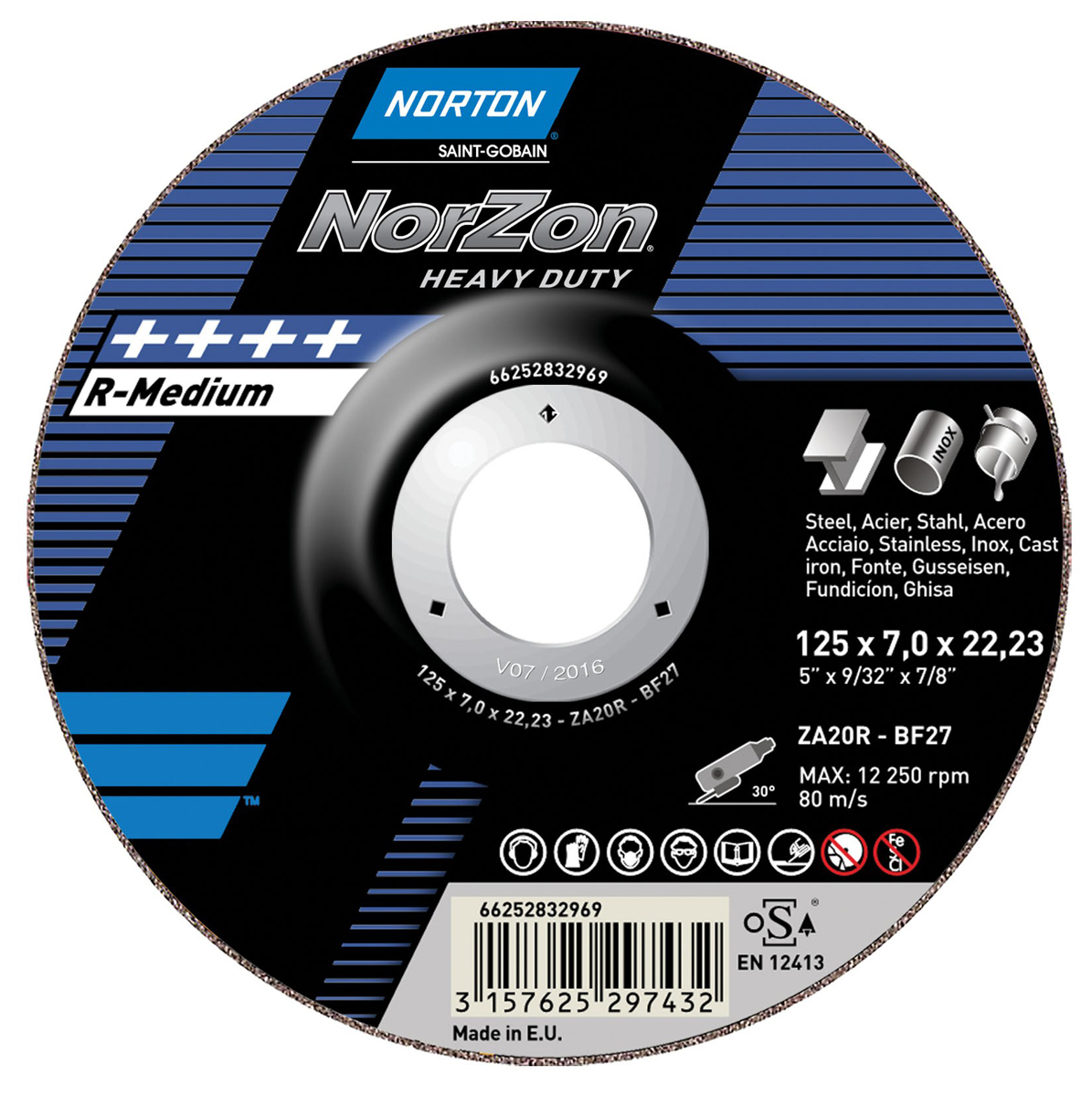Norton Zirconium Dioxide Abrasive Disc, 230 mm, P24 Grit