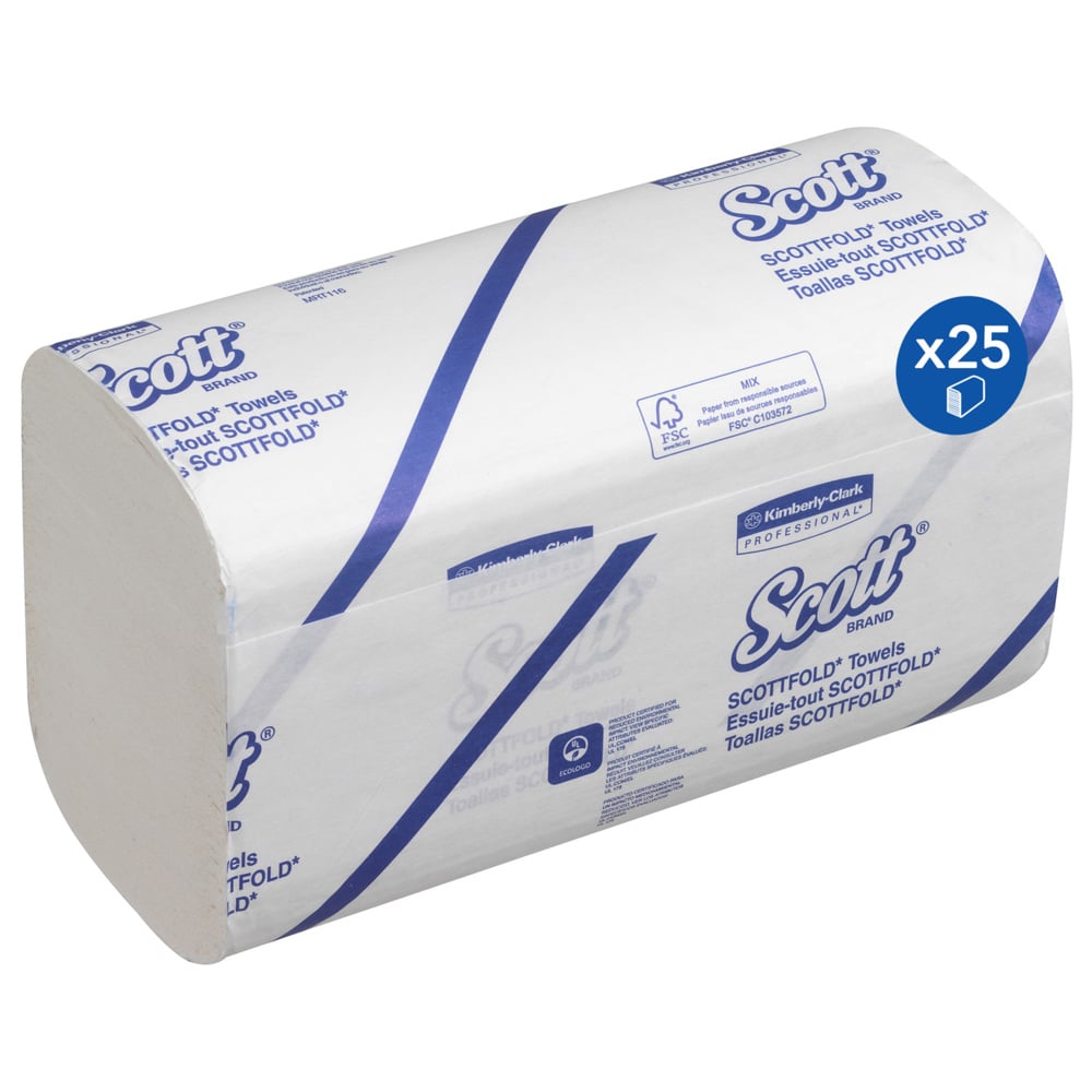 6633 KLEENEX Scott Multifold Paper Towel, 315 x 200 mm, 1 Ply, 4375 Sheets