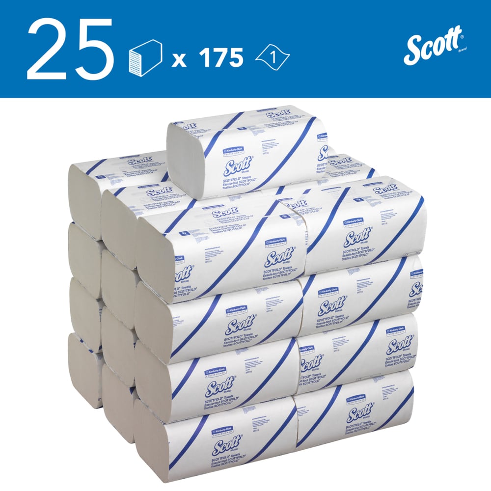 6633 KLEENEX Scott Multifold Paper Towel, 315 x 200 mm, 1 Ply, 4375 Sheets
