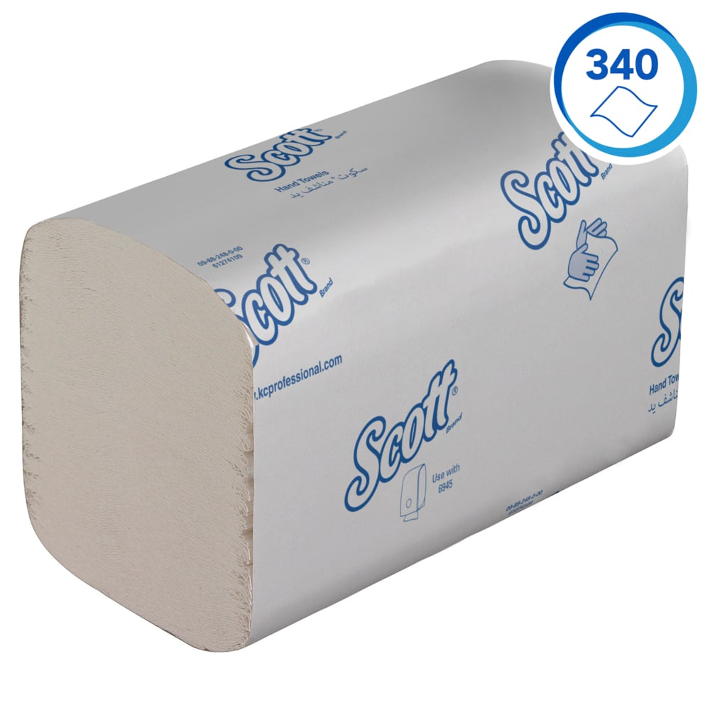 6637 SCOTT Scott Interfolded Paper Towel, 186 x 210 mm, 1 Ply, 5100 Sheets