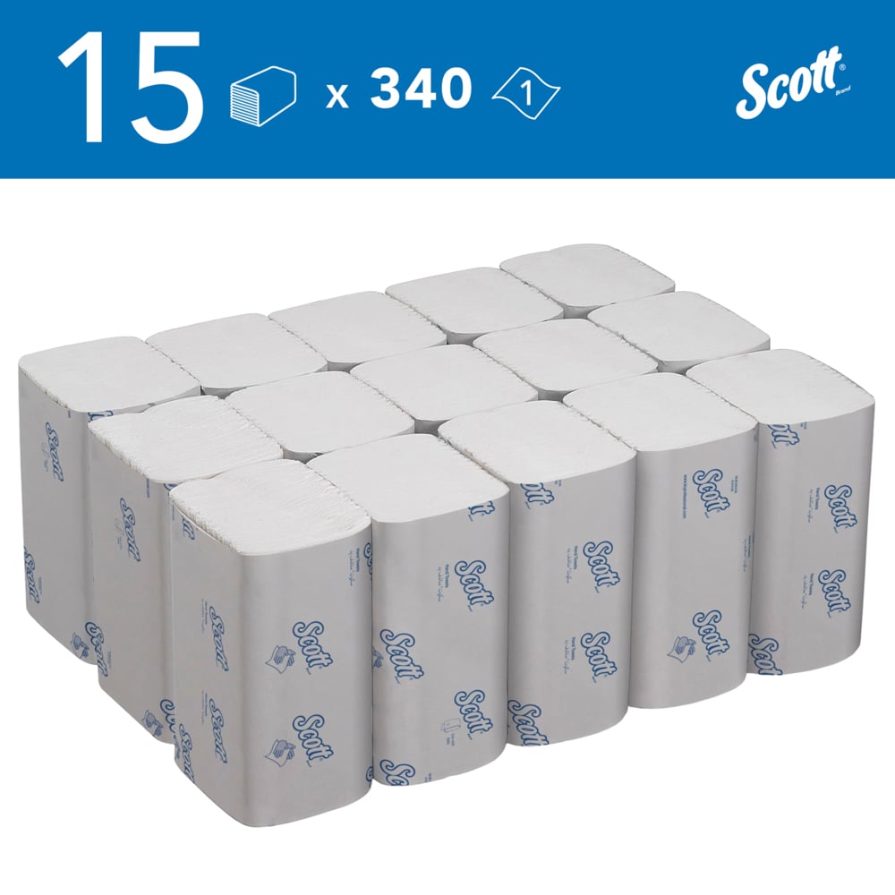 6637 SCOTT Scott Interfolded Paper Towel, 186 x 210 mm, 1 Ply, 5100 Sheets