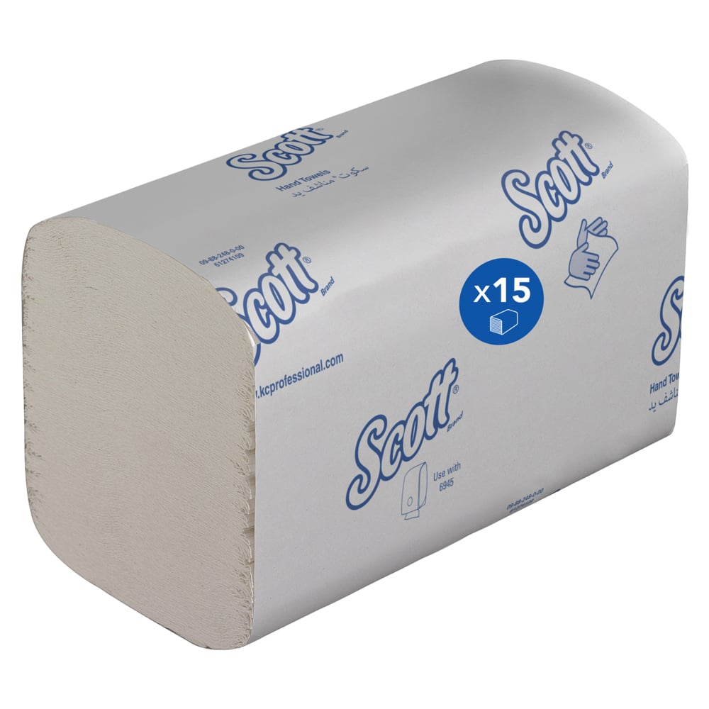 6637 SCOTT Scott Interfolded Paper Towel, 186 x 210 mm, 1 Ply, 5100 Sheets