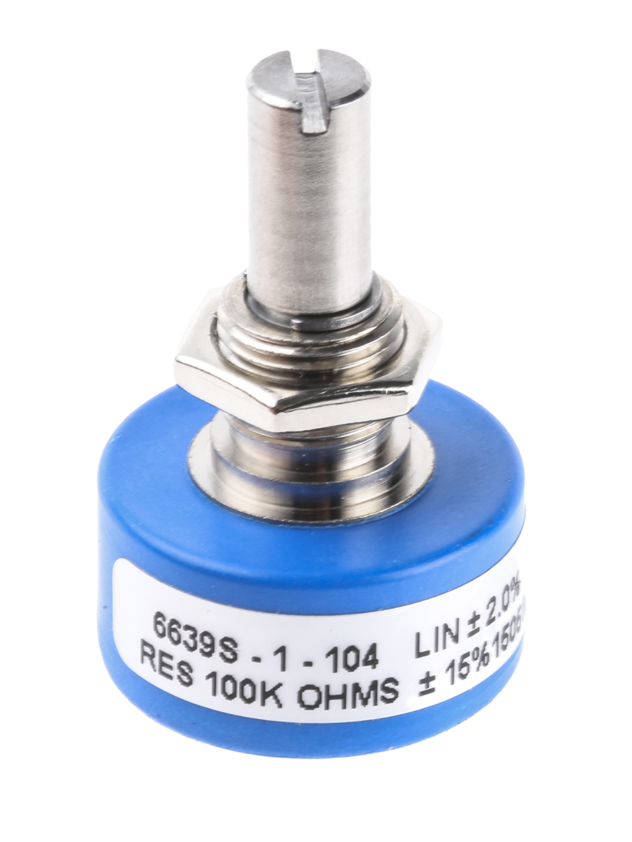 Bourns 6639 100 kΩ Rotary Potentiometer 1-Gang Panel Mount, 6639S-1-104