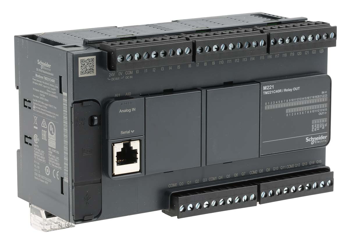 Schneider Electric Modicon M221 PLC CPU Mini USB Interface, 10000 Steps Program Capacity