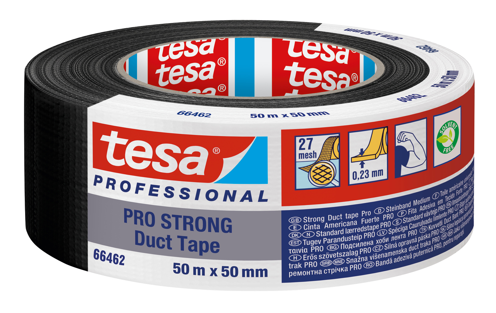 Tesa Tesa PRO 66462 STRONG Duct Tape Duct Tape, 50 m x 50mm, Black, Black Finish
