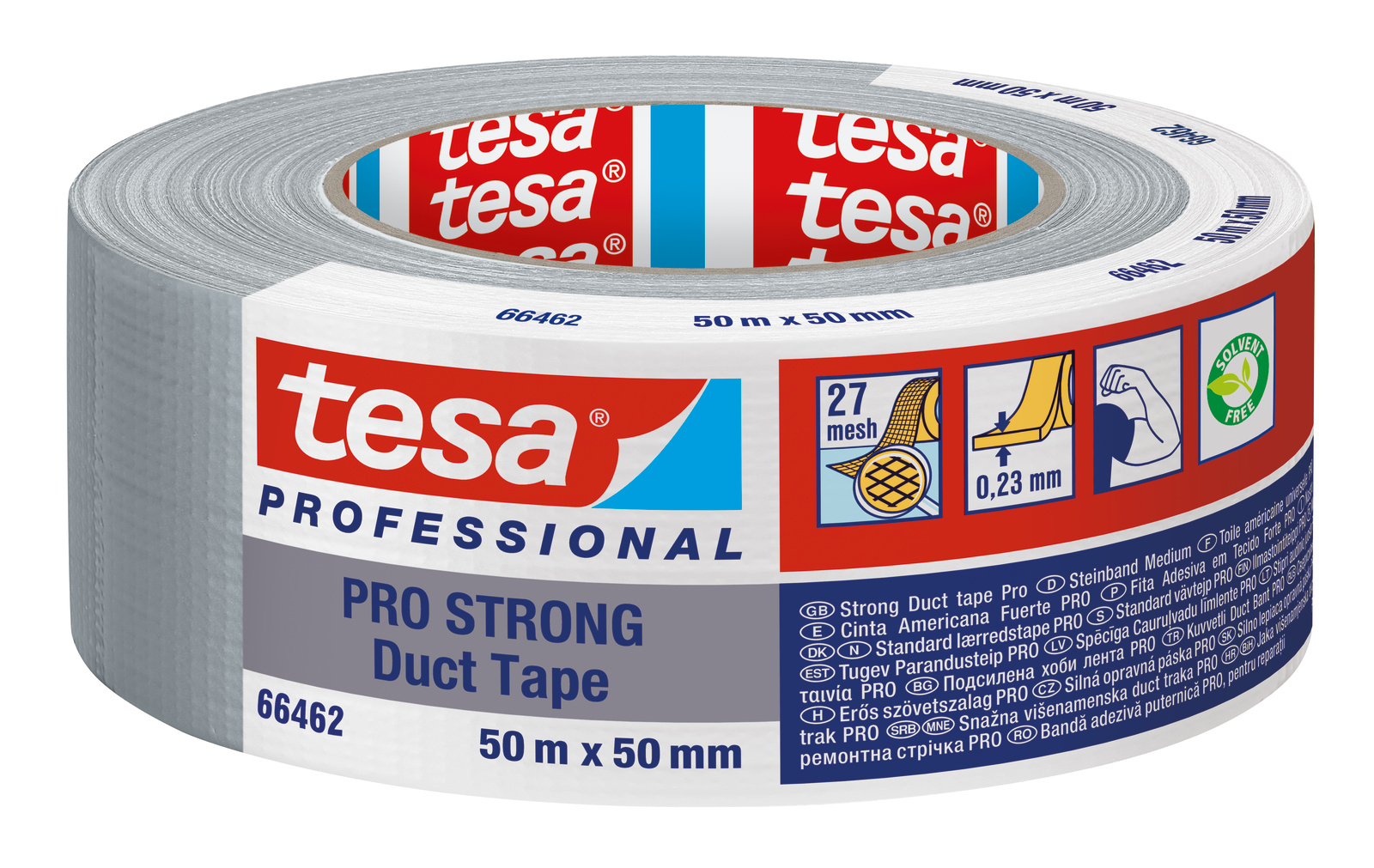 Tesa Tesa PRO 66462 STRONG Duct Tape Duct Tape, 50 m x 50mm, Grey, Grey Finish