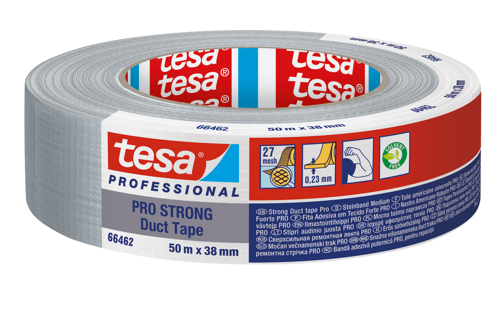 Tesa Tesa PRO 66462 STRONG Duct Tape Duct Tape, 50 m x 38mm, Grey, Grey Finish