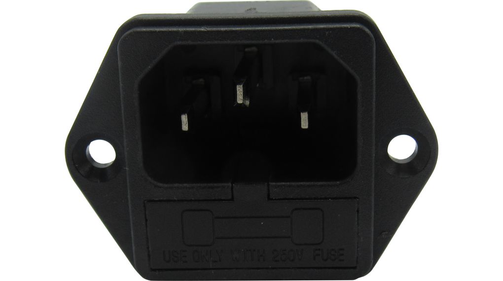RND C14 Panel Mount IEC Connector Plug, 10A, 250 V ac