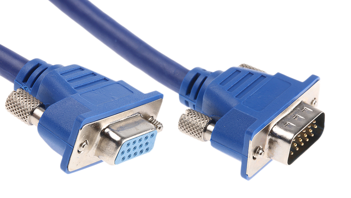 RS PRO Male VGA to Female VGA Cable, 15 m Blue