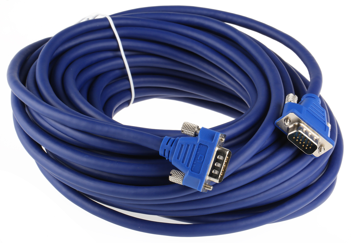665-9566 RS PRO Male VGA to Male VGA Cable, 15 m Blue