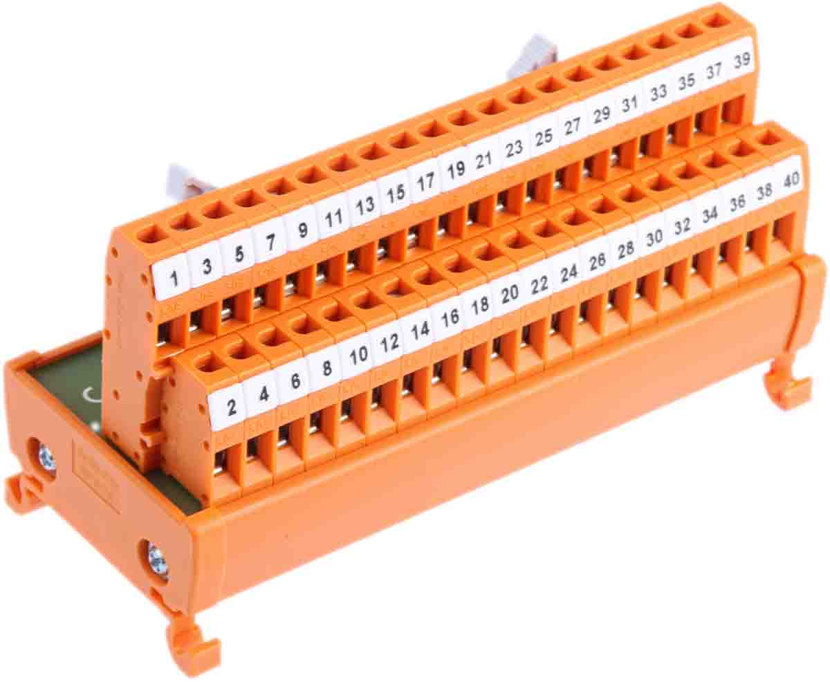 665-9670 RS PRO 40-Contact Male Interface Module, Flat Ribbon Cable Connector, DIN Rail, 1A