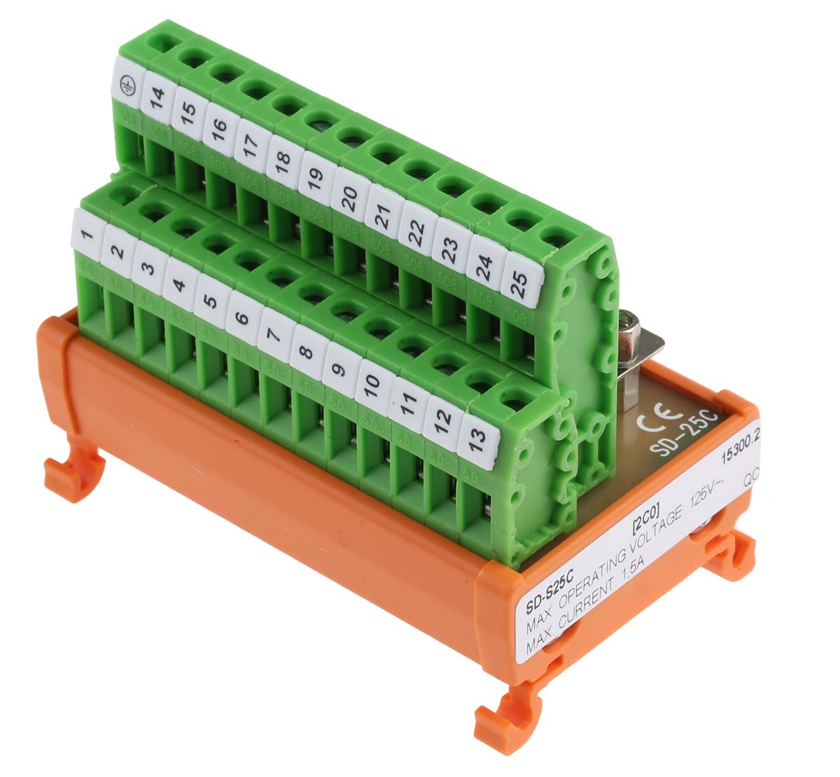 RS PRO 25-Contact Male Interface Module, D-Sub Connector, DIN Rail, 1.5A