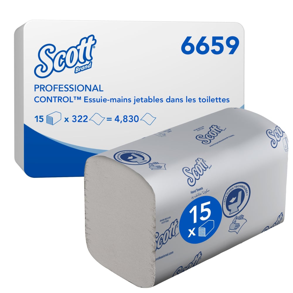 SCOTT Scott® Control™ (6659) Folded Hand Towels, 212 x 106 mm, 1 Ply, 3180 Sheets
