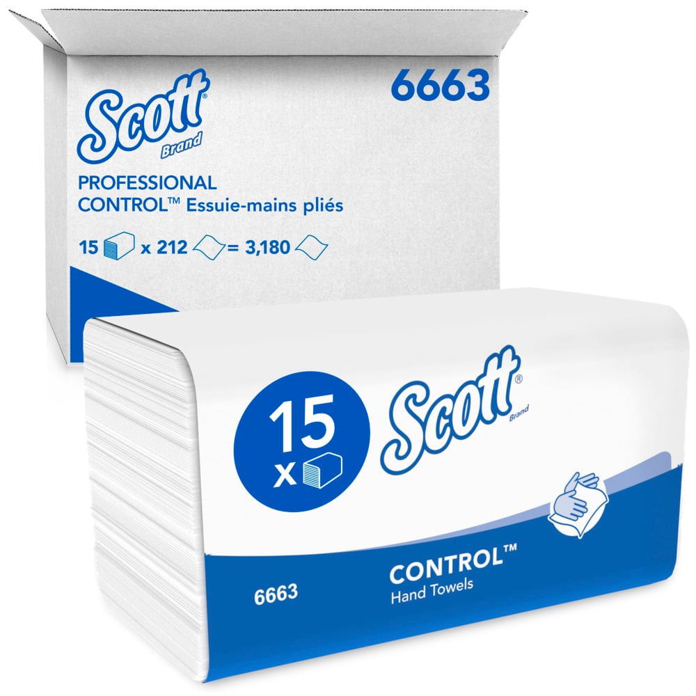 SCOTT Scott® Control™ (6663) Interfolded Hand Towels, 318 x 105 mm, 1 Ply, 3360 Sheets