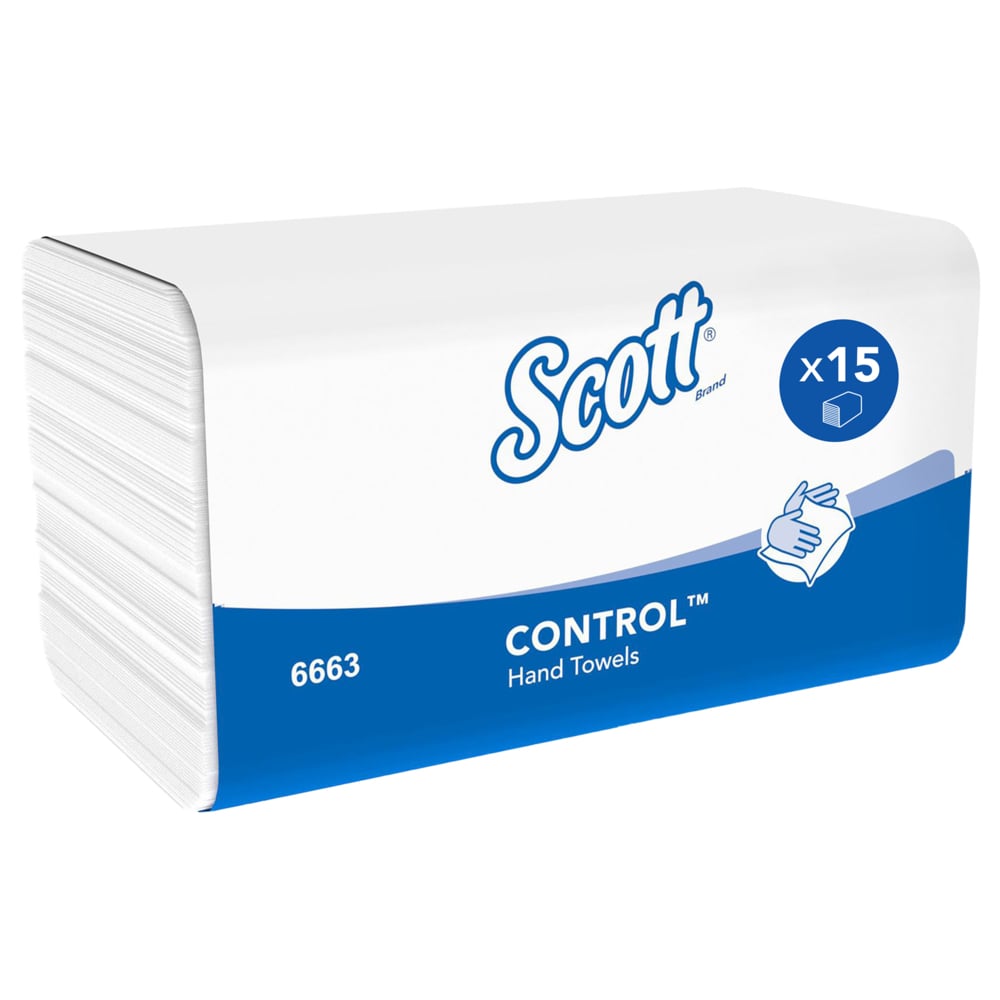 6663 SCOTT Scott® Control™ () Interfolded Hand Towels, 318 x 105 mm, 1 Ply, 3360 Sheets