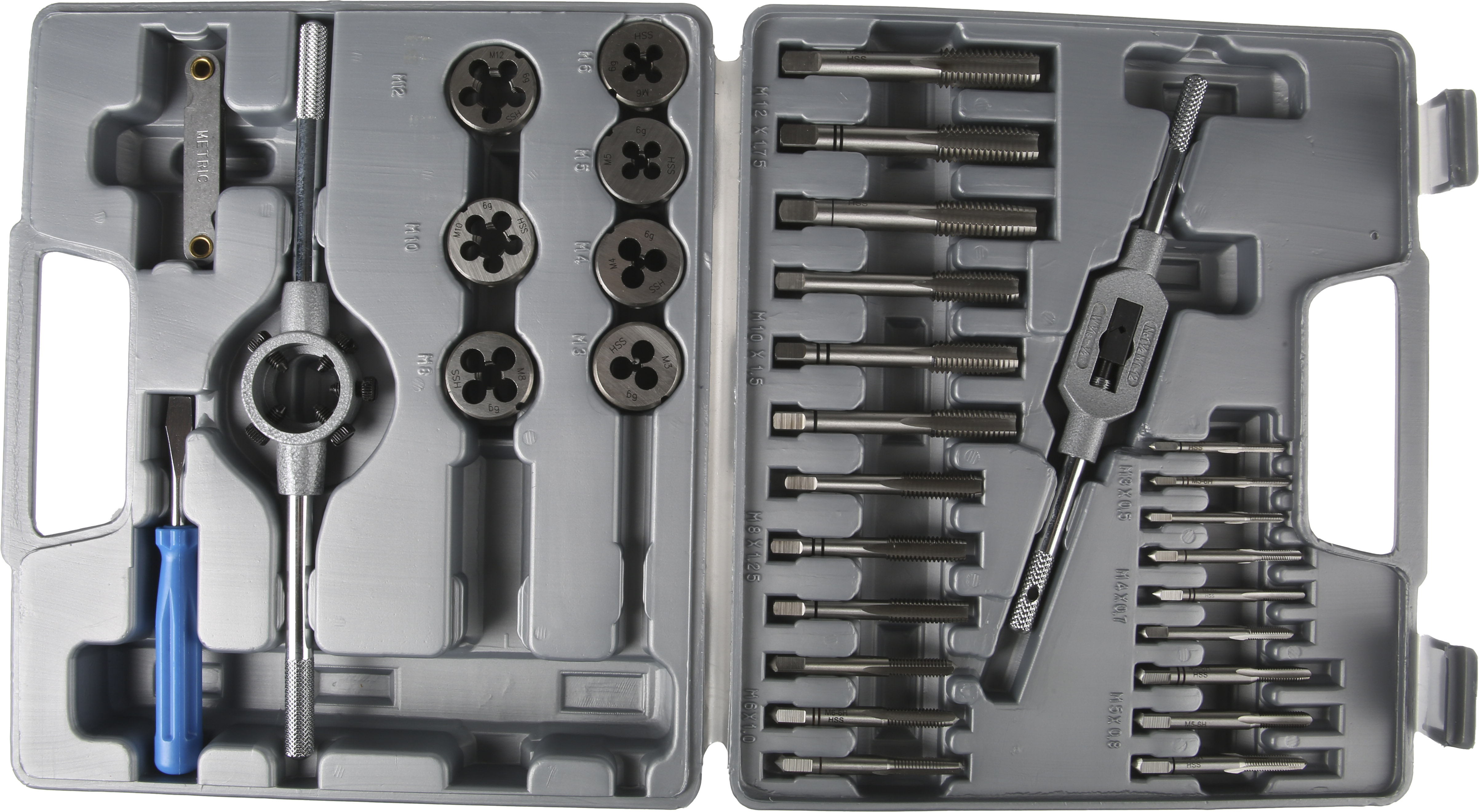 668-1138 RS PRO 32-Piece HSS Tap & Die Set, M3 - M12 Taps, M3 - M12 Dies