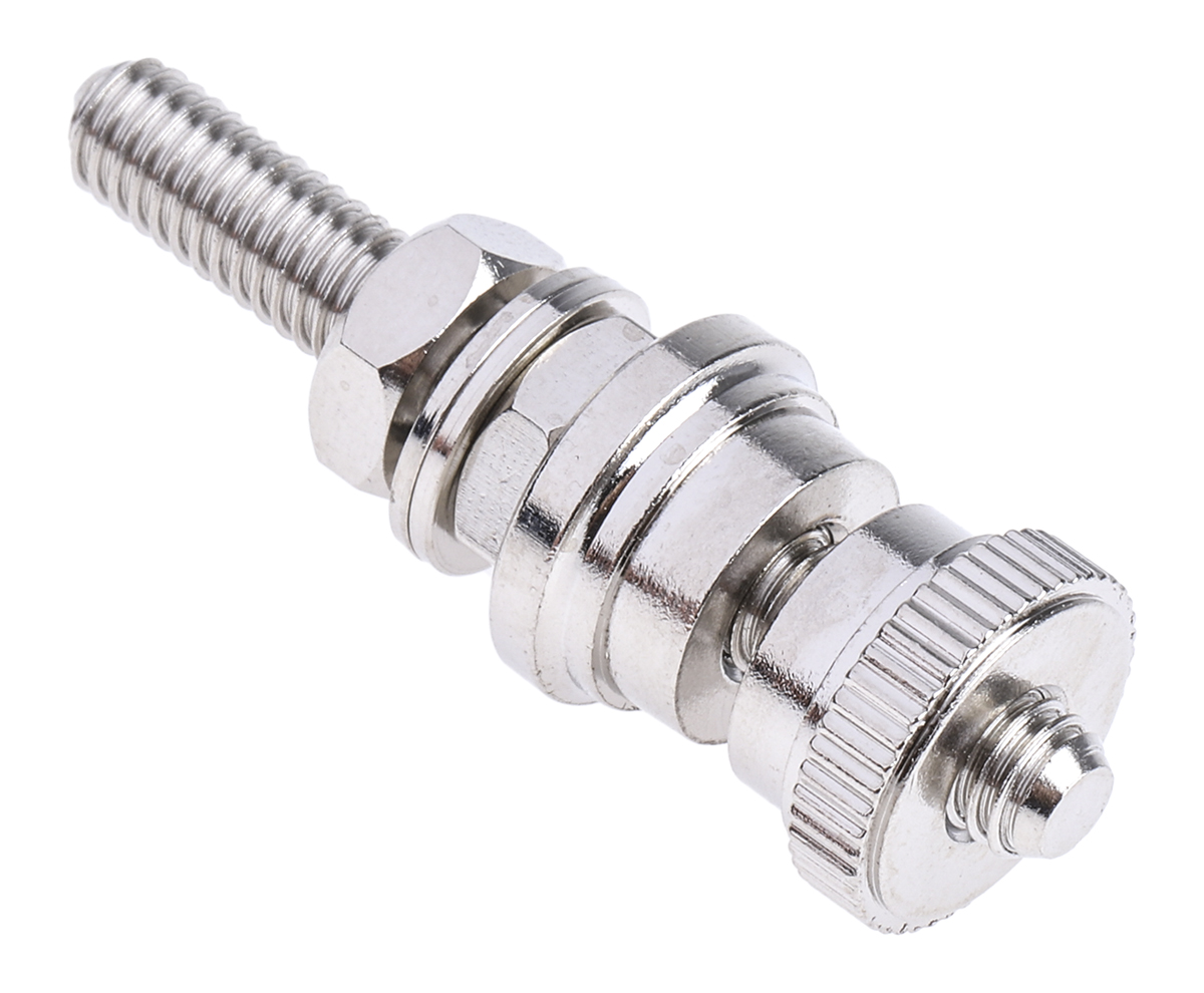 RS PRO, Silver 30A Binding Post With Brass Contacts and Nickel Plated - 5 mm Hole Diameter