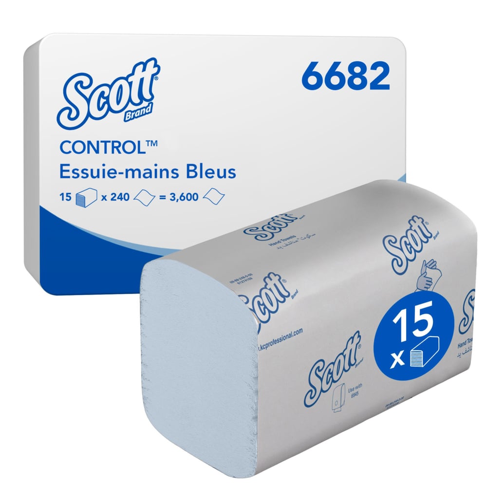 SCOTT Scott® Control™ (6682) Interfolded Hand Towels, 318 x 106 mm, 1 Ply, 3600 Sheets