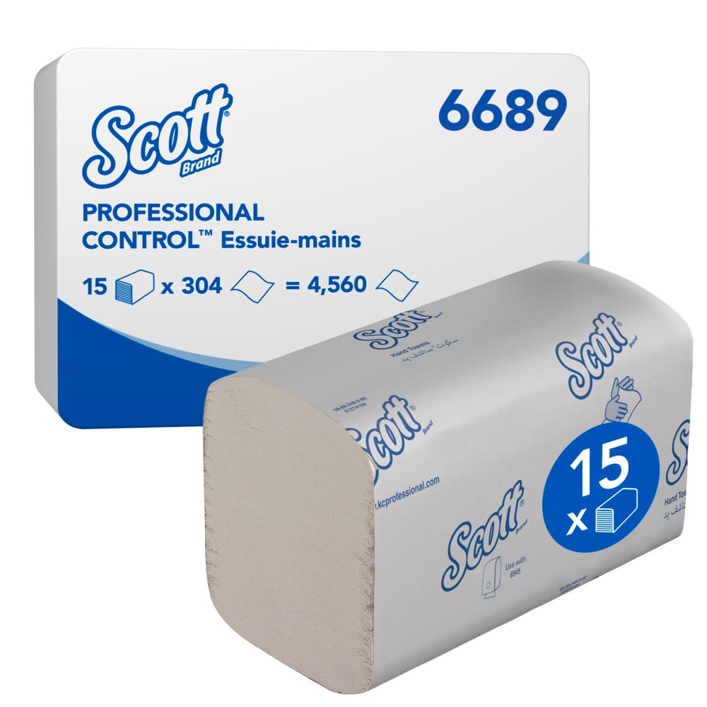 SCOTT Scott® Control™ (6689) Interfolded Hand Towels, 212 x 105 mm, 1 Ply, 4560 Sheets