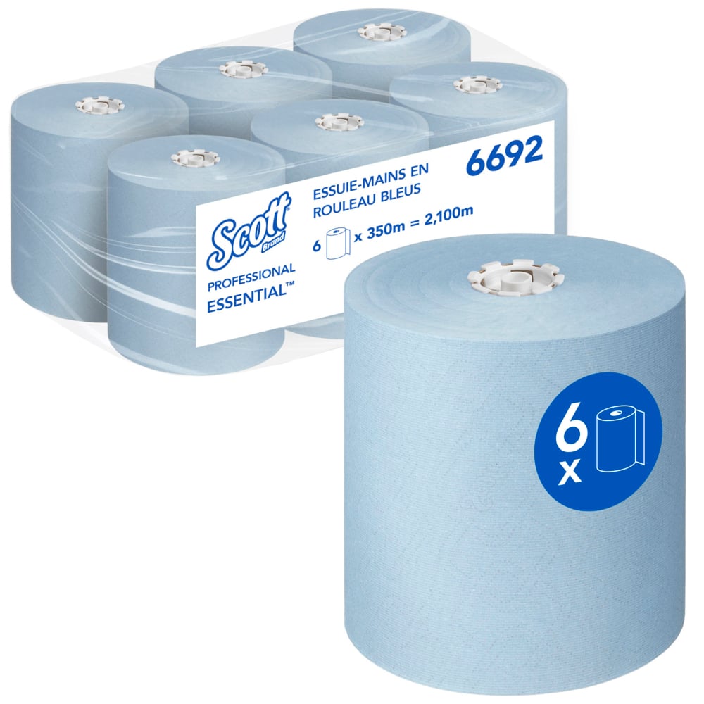 SCOTT Scott Roll Paper Hand Towels, 19.8 cm x 350 m, 1 Ply, 6 Sheets