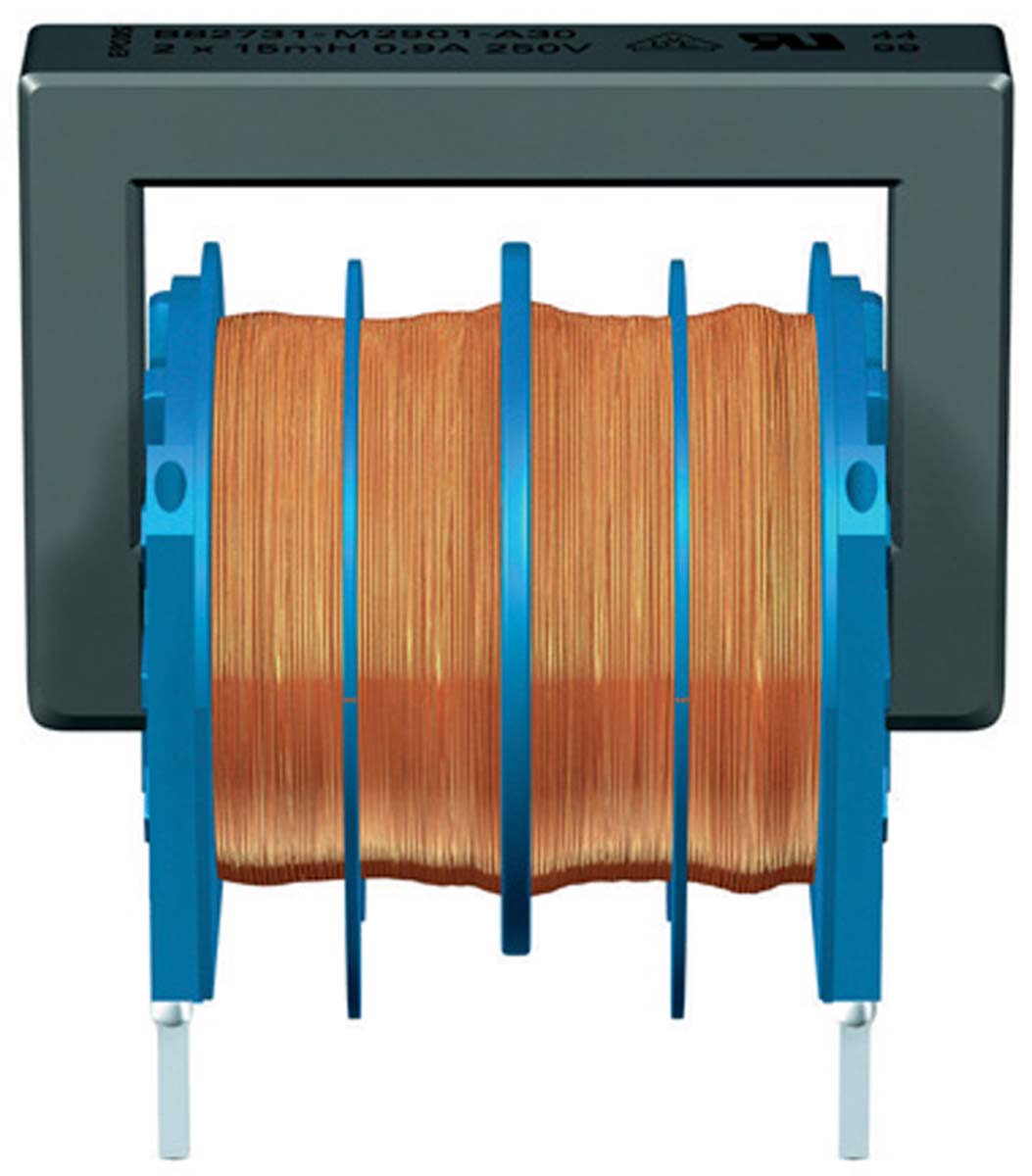 EPCOS 100 mH -30 → +50% Ferrite Power Line Choke, Max SRF:10kHz, 350mA Idc, 4.5Ω Rdc 250 V ac, B82731M