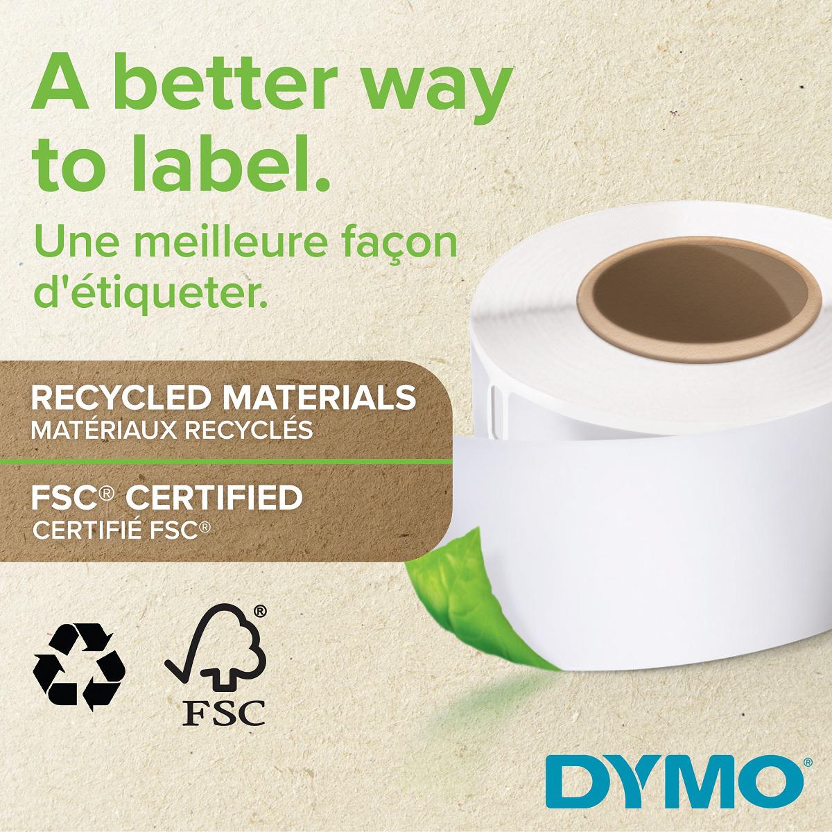 s0722360 Dymo White Black Print Label, 28mm Width, 89mm Height, 130Per Roll Qty