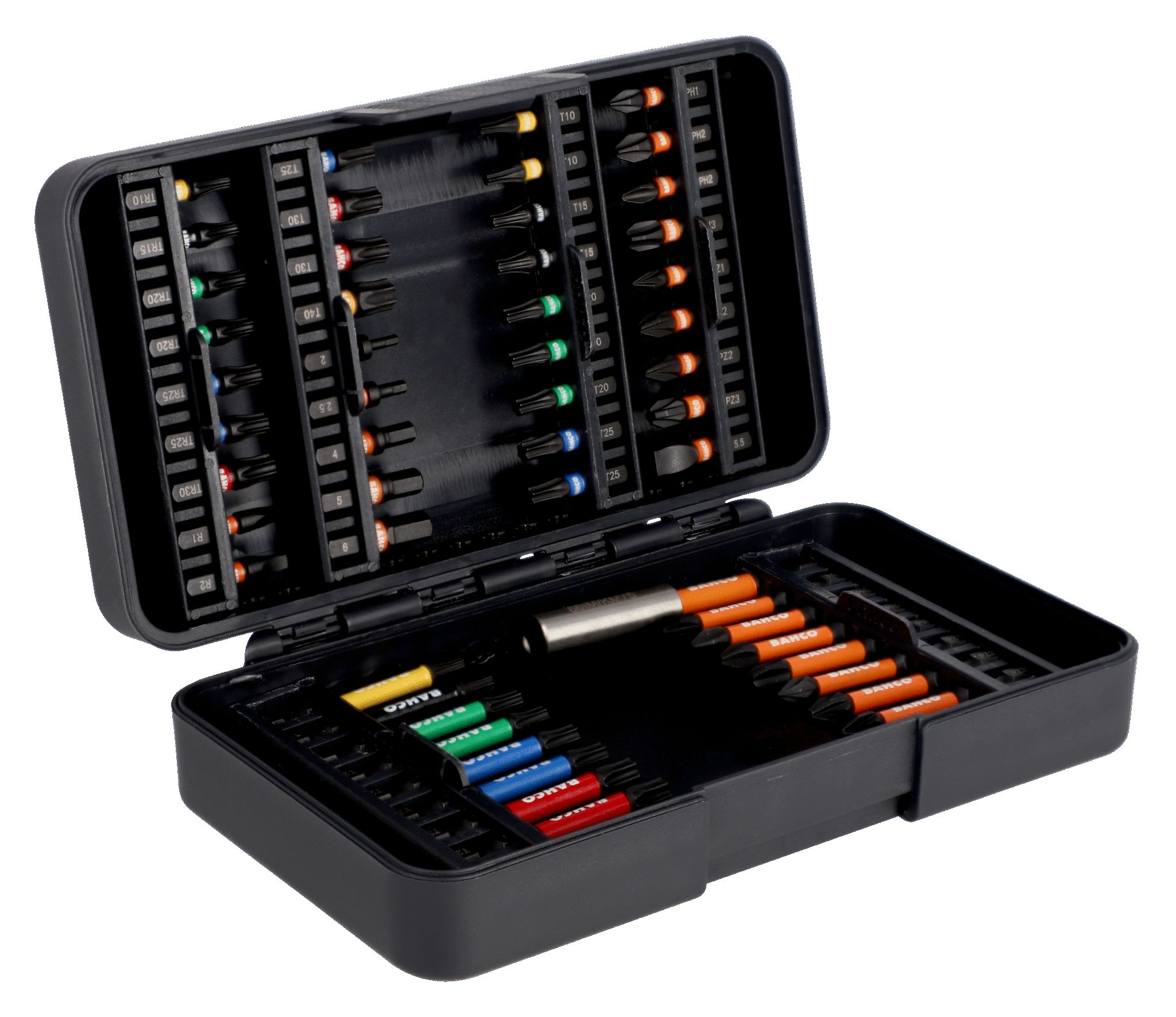 Bahco, Hex, Phillips, Pozidriv, Slotted, Torx Torsion Bit Set 54 Pieces