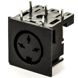 Roxburgh EMC, 671 3 Pole Right Angle Standard DIN Socket, 2A, 100V ac, Lockable, PCB Female