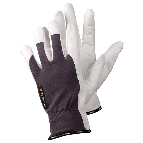 Tegera TEGERA Grey, White Leather Work Gloves, Size 10