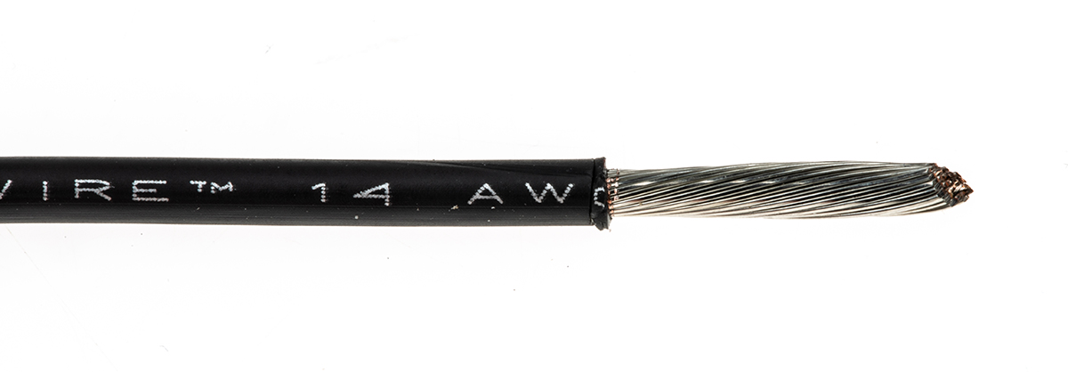 6717-bk005 Alpha Wire Ecogen Ecowire Series Slate 2.1 mm² Hook Up Wire, 14 AWG, 41, 30 m, Modified Polyphenylene Ether, 6717 BK005