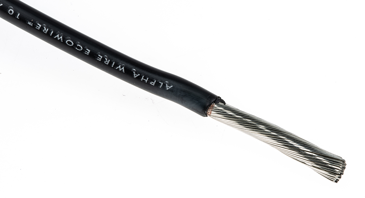 Alpha Wire Ecogen Ecowire Series Slate 5.2 mm² Hook Up Wire, 10 AWG, 105, 30 m, Modified Polyphenylene Ether, 6719 BK005