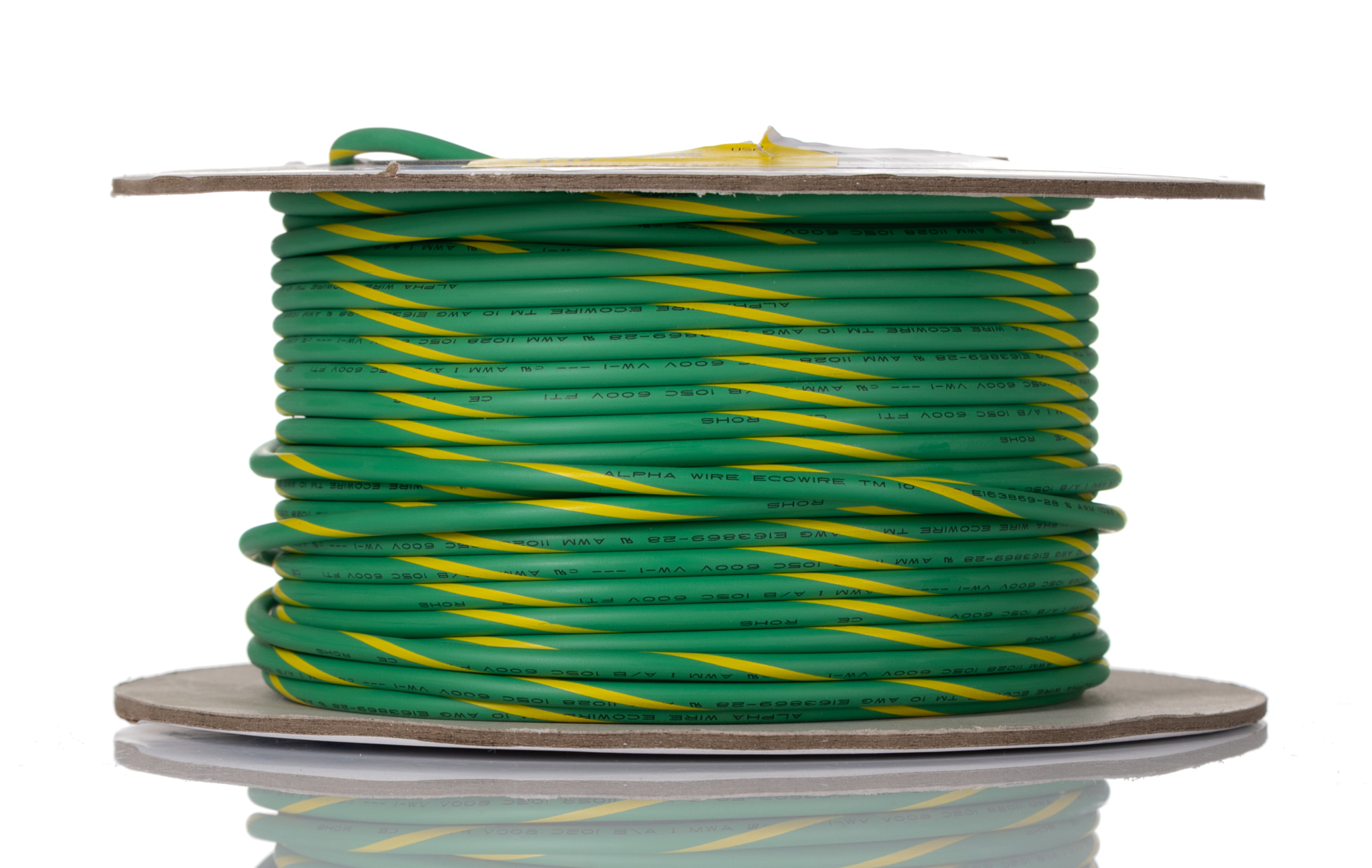 Alpha Wire Ecogen Ecowire Series Green, Yellow 5.2 mm² Hook Up Wire, 10 AWG, 105, 30 m, Modified Polyphenylene Ether,