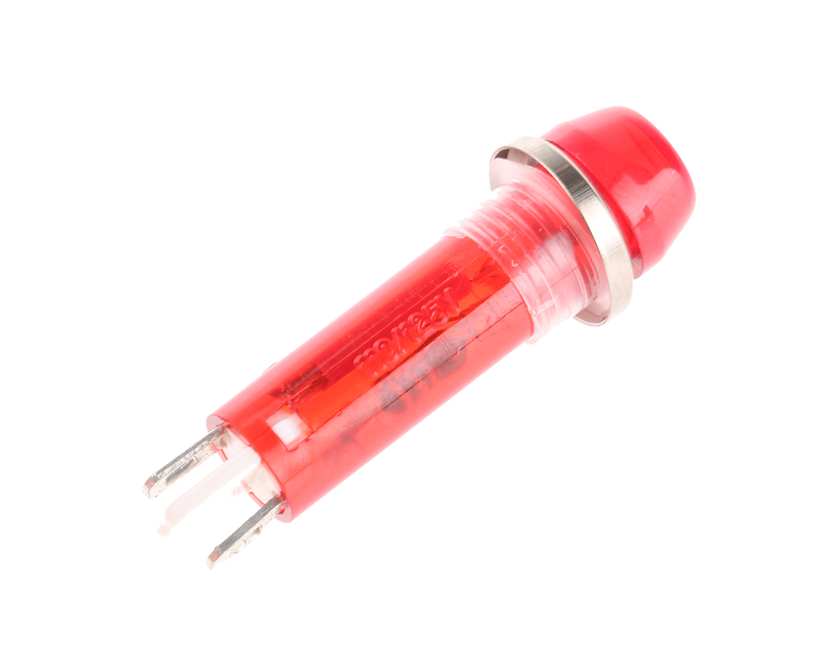ind5032211-125-trd CAMDENBOSS Red Panel Mount Indicator, 125V, 8mm Mounting Hole Size, Solder Tab Termination