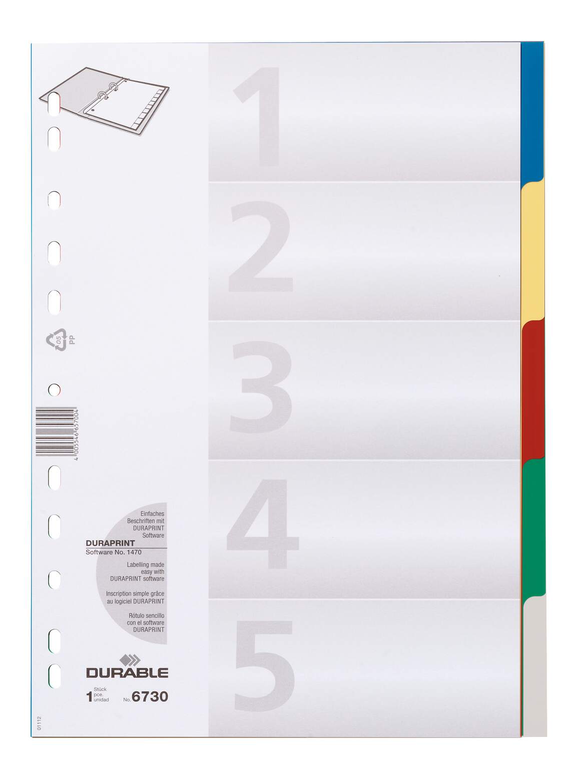 6730-27 Durable Assorted A4 1 Per Pack File Divider