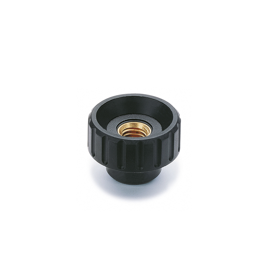 Elesa 6731 Black Fibreglass Reinforced Polyamide Technopolymer Knob, M8, Threaded Through Hole