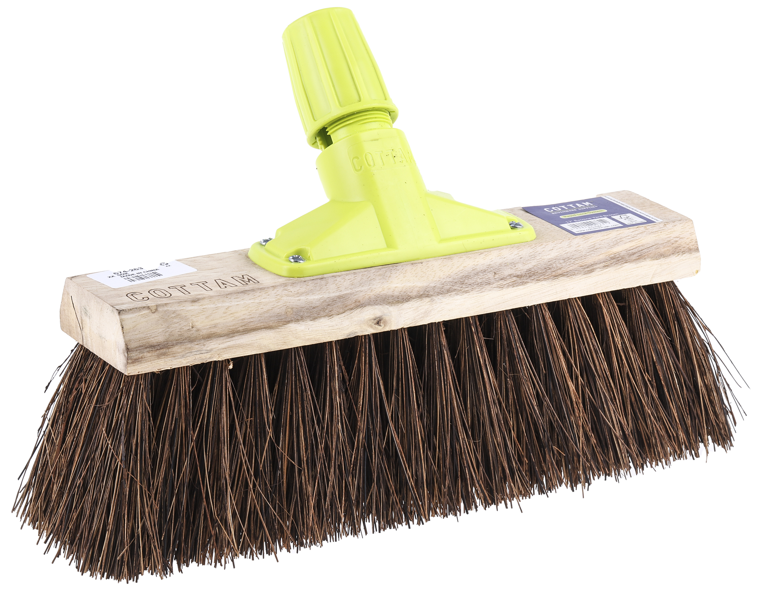 Cottam Broom, Red With Bassine Bristles for Industrial, Yard