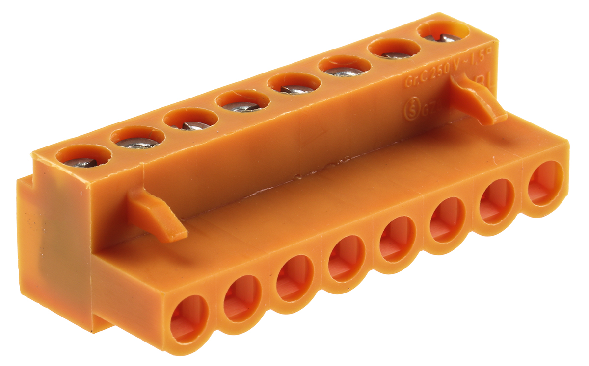 Weidmuller, 5.08mm Pitch, BL, 8 Way, Pluggable Terminal Block, Plug, Cable Mount, Screw Down Termination, 1716380000