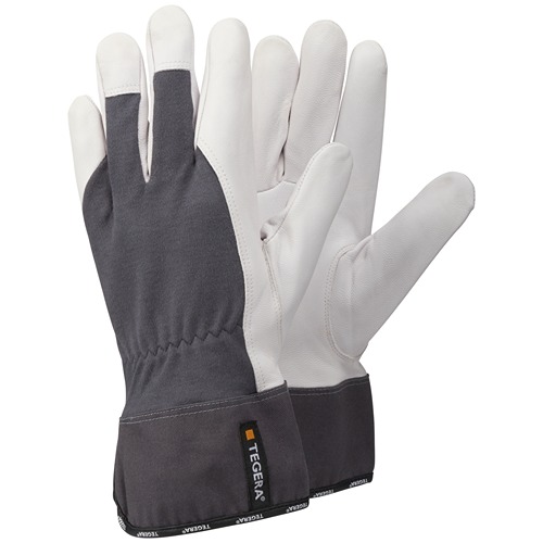 Tegera TEGERA Grey, White Leather Work Gloves, Size 10
