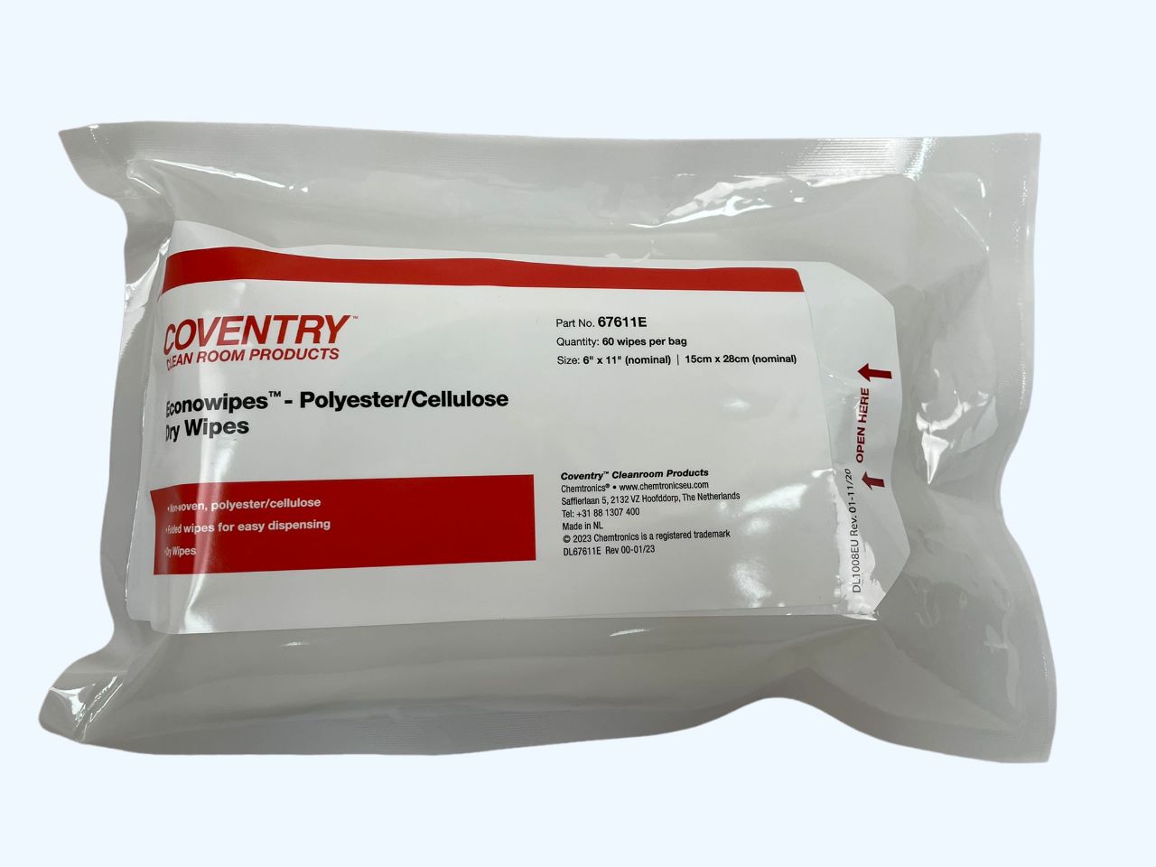 Chemtronics Coventry Econowipes Dry Cleaning, Bag of, 150 x 280 mm 60 Per Pack