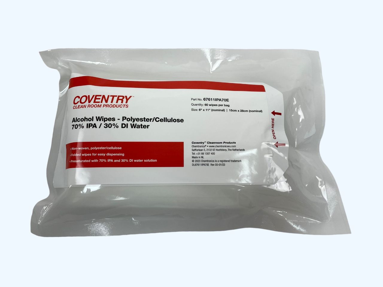 Chemtronics Coventry Econowipes Wet Cleaning, Bag of, 150 x 280 mm 60 Per Pack