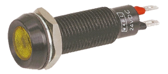 Marl 677 Series Series Panel Mount LED Indicator, Yellow Panel Mount Indicator, Solder Tab Termination 24V dc 20 mA,
