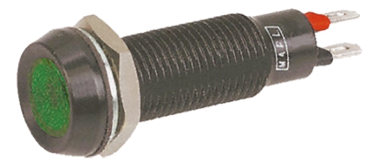 Marl 677 Series Series Panel Mount LED Indicator, Green Panel Mount Indicator, Solder Tab Termination 3.2V ac/dc 20 mA,
