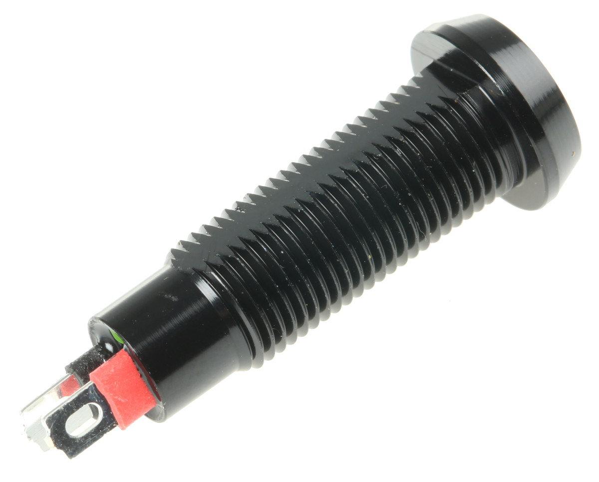 677-532-20 Marl 677 Series Series Panel Mount LED Indicator, Green Panel Mount Indicator, Solder Tab Termination 5V dc 20 mA, IP67,