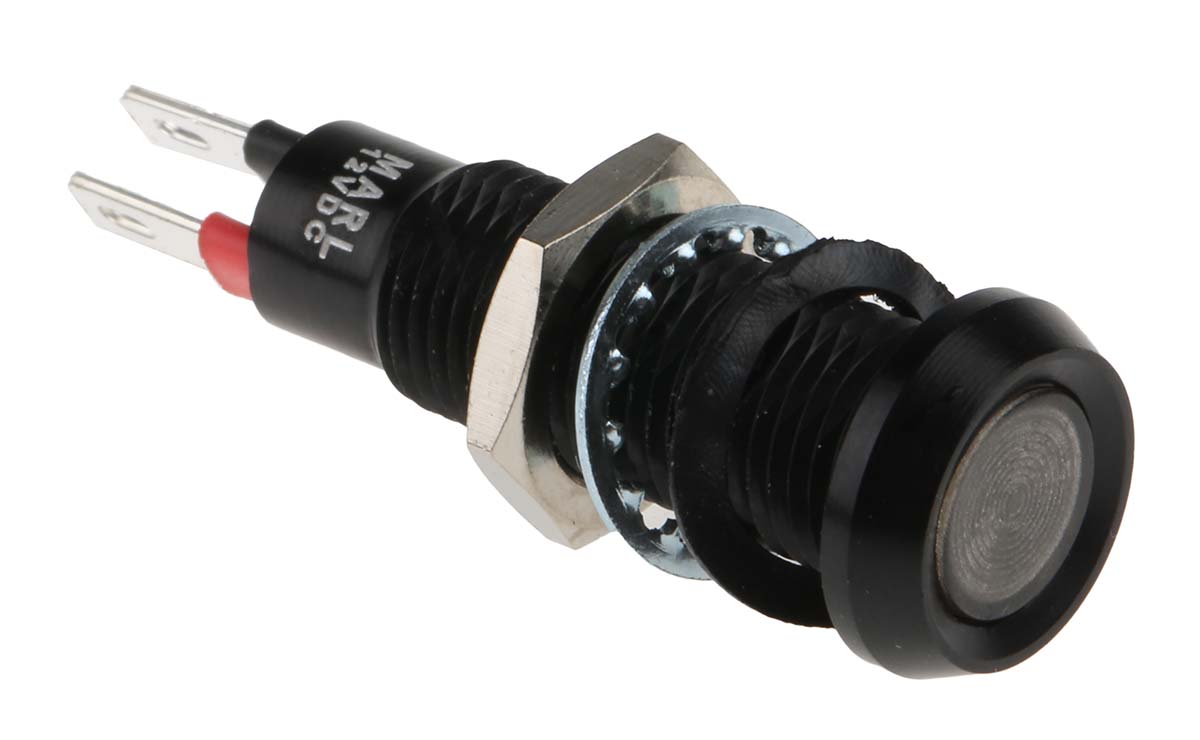 Marl 677 Series Series Panel Mount LED Indicator, Green Panel Mount Indicator, Solder Tab Termination 12V dc 20 mA,
