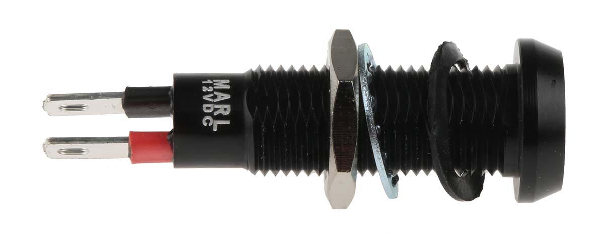 677-532-21 Marl 677 Series Series Panel Mount LED Indicator, Green Panel Mount Indicator, Solder Tab Termination 12V dc 20 mA,