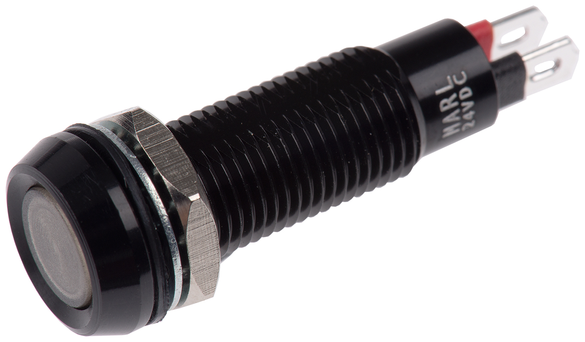 Marl, Green Panel Mount Indicator, Solder Tab Termination 24V dc, IP67, 8.1 mm