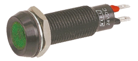 Marl 677 Series Series Panel Mount LED Indicator, Green Panel Mount Indicator, Solder Tab Termination 28V dc 20 mA,