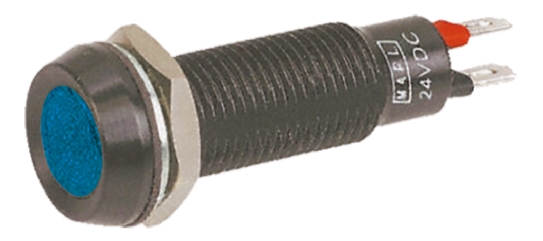 Marl Blue Panel Mount Indicator, 12V dc, Solder Tab Termination