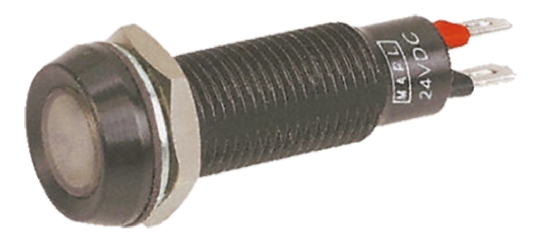 Marl White Panel Mount Indicator, 12V dc, Solder Tab Termination