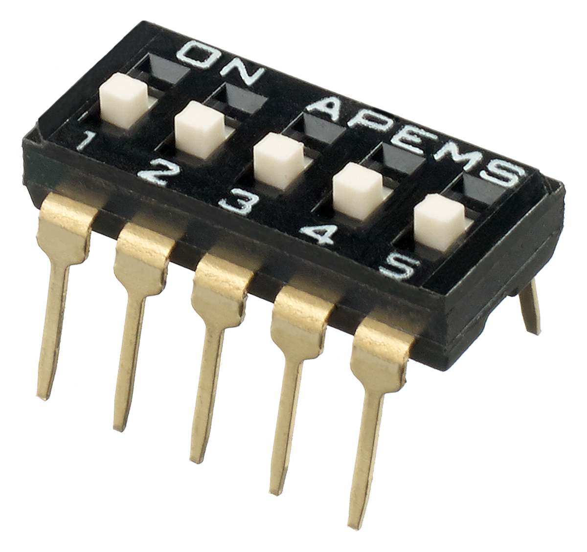 APEM 5 Way Through Hole DIP Switch SPST, Raised Actuator Slide Actuator